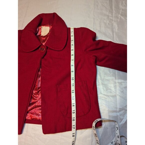 Women's Short red coat jacket Wool Blend Size Small Business Casual Pockets - Picture 10 of 13